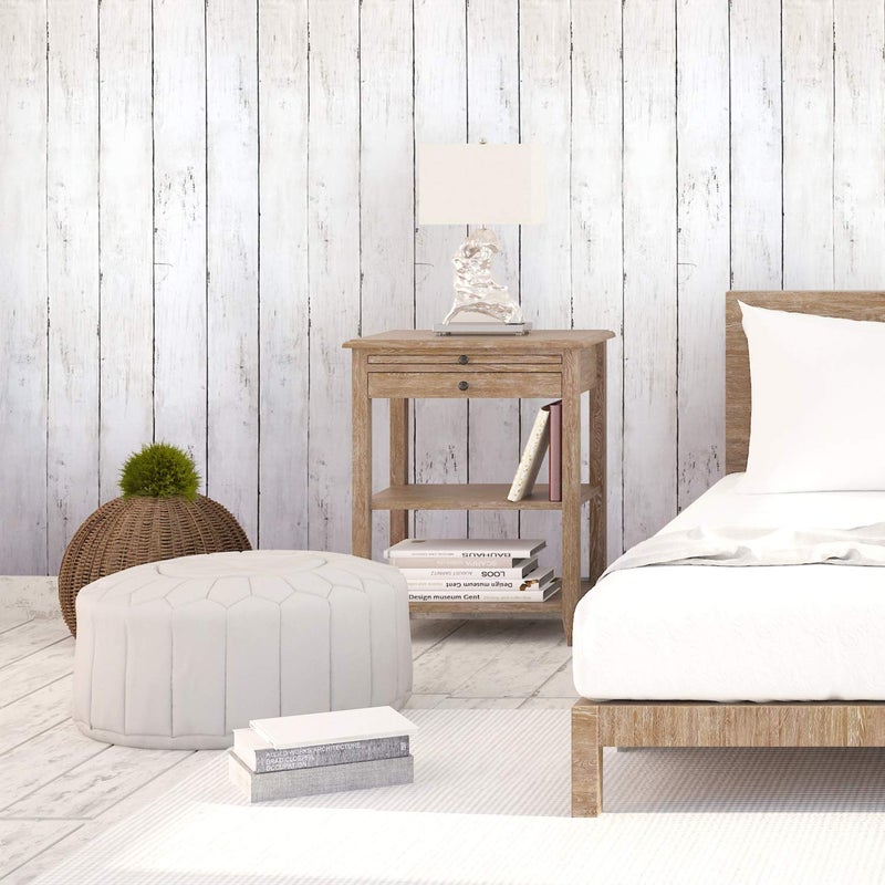 CiCiwind 39.37 ft x17.7 in White Wood Peel and Stick Wallpaper White Wall Paper Removable Vintage Wood Plank Contact Paper Self Adhesive Decorative Wall Covering Vinyl Film Roll - Image 5